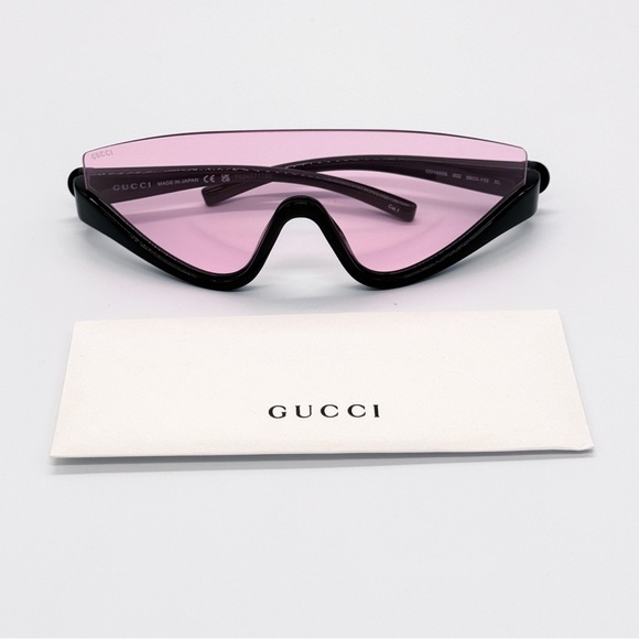 NEW GUCCI GG1650S 002 SHIELD BLACK PINK WOMEN SUNGLASSES GUCCI EYEWEAR - Picture 12 of 13